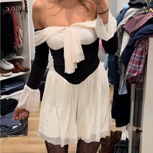 Off the shoulder a-line mini dress